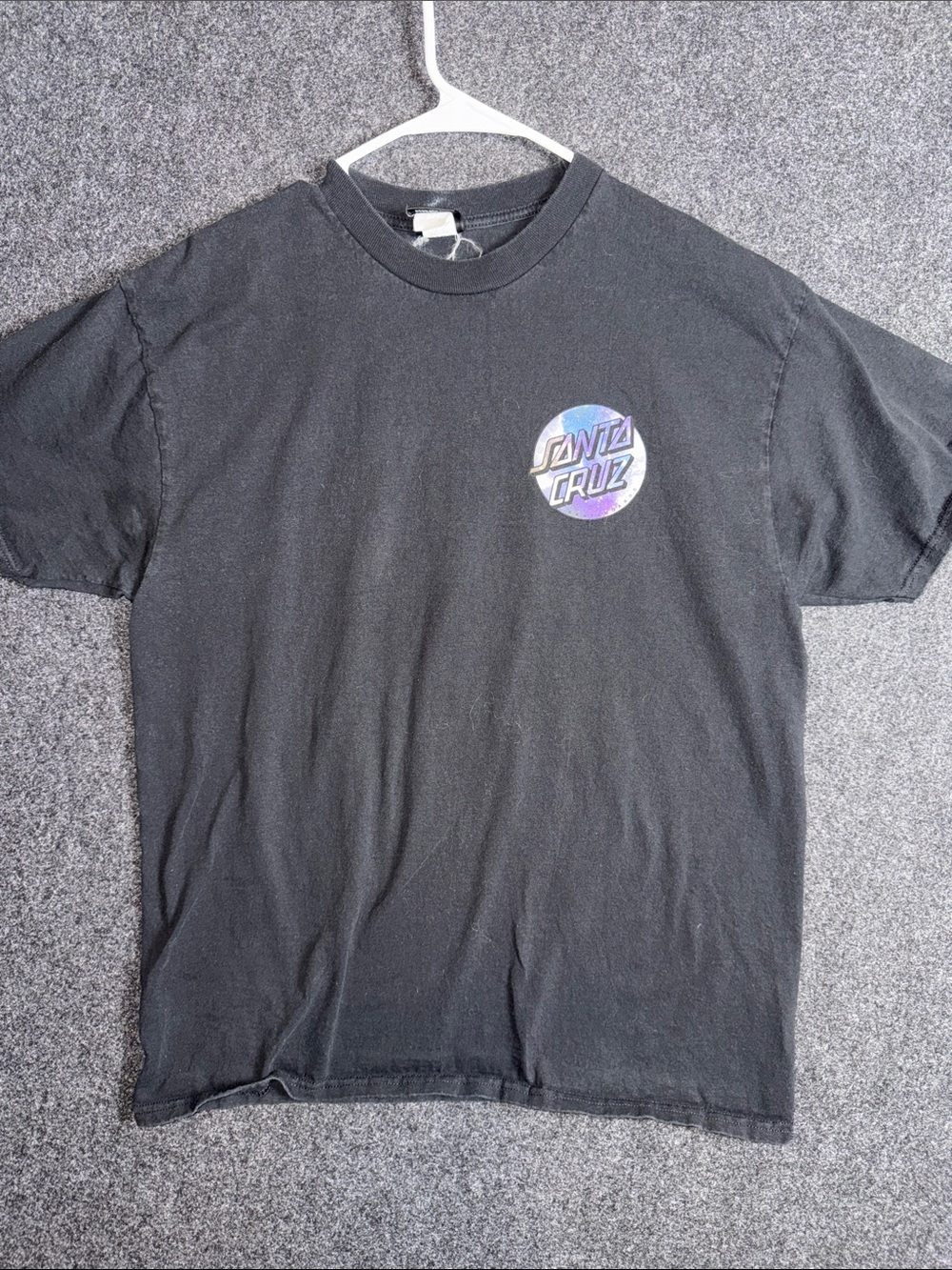 Santa‎ Cruz Black Tee with White Circular Logo Tag